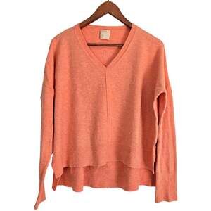 Kerisma Oversized Coral Knit Vneck Sweater L Lagenlook Coastal Grandma Soft Boho